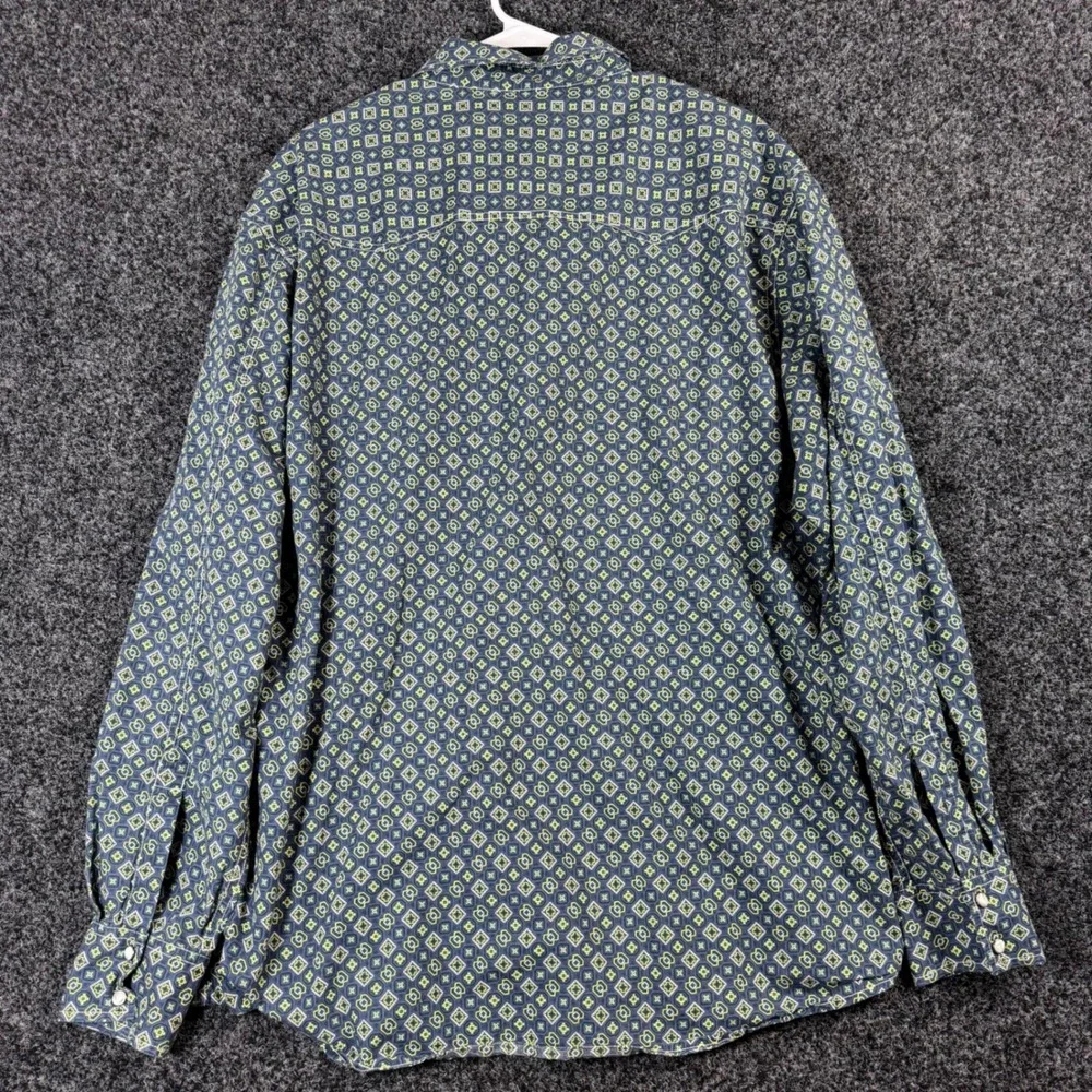 CINCH MODERN FIT Mens Blue Geometric Print Long Sleeve Snap Shirt XXL - Picture 2 of 6